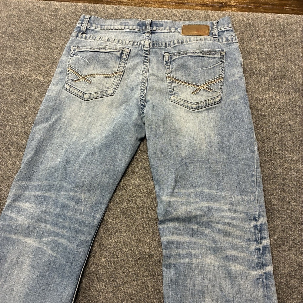 Buckle BKE Jake Bootleg Jeans Mens 36x30 Faded Whiskered Stretch Denim - Picture 11 of 11